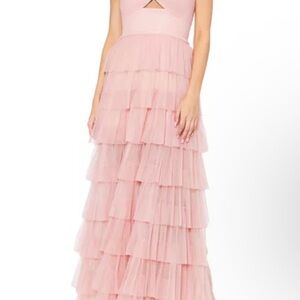 Aqua Cut Out Ruffle Tiered Gown